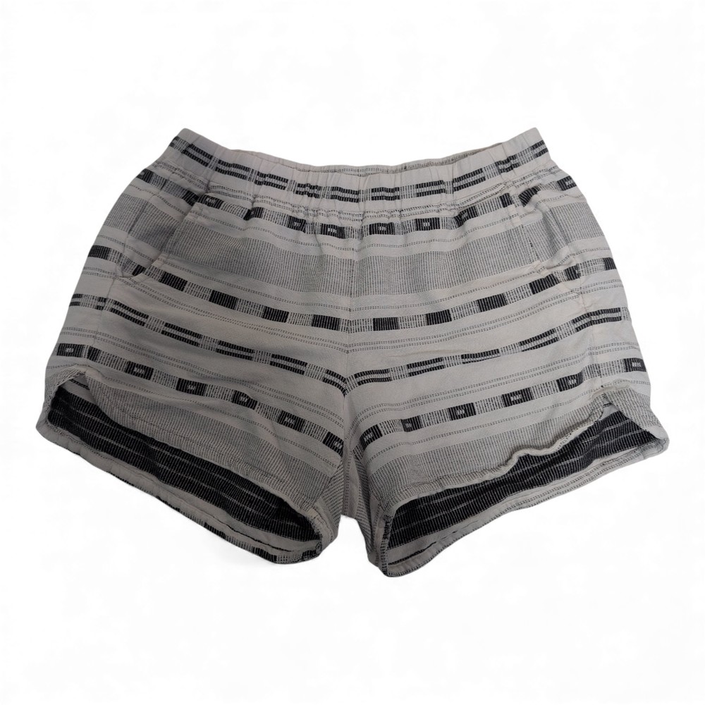 Madewell White Striped Elastic-Waist Shorts, Size S